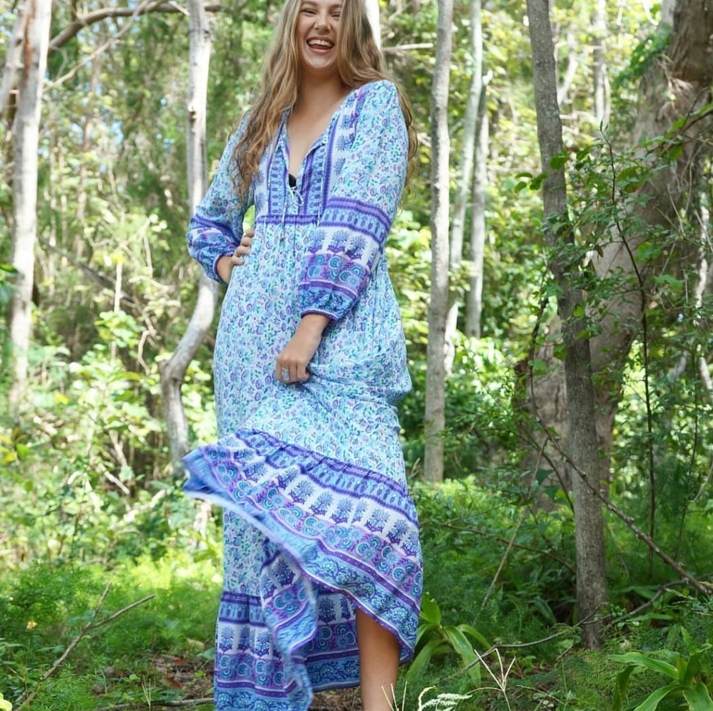 Wilde Bella Blue and Purple Floral Maxi Dress
